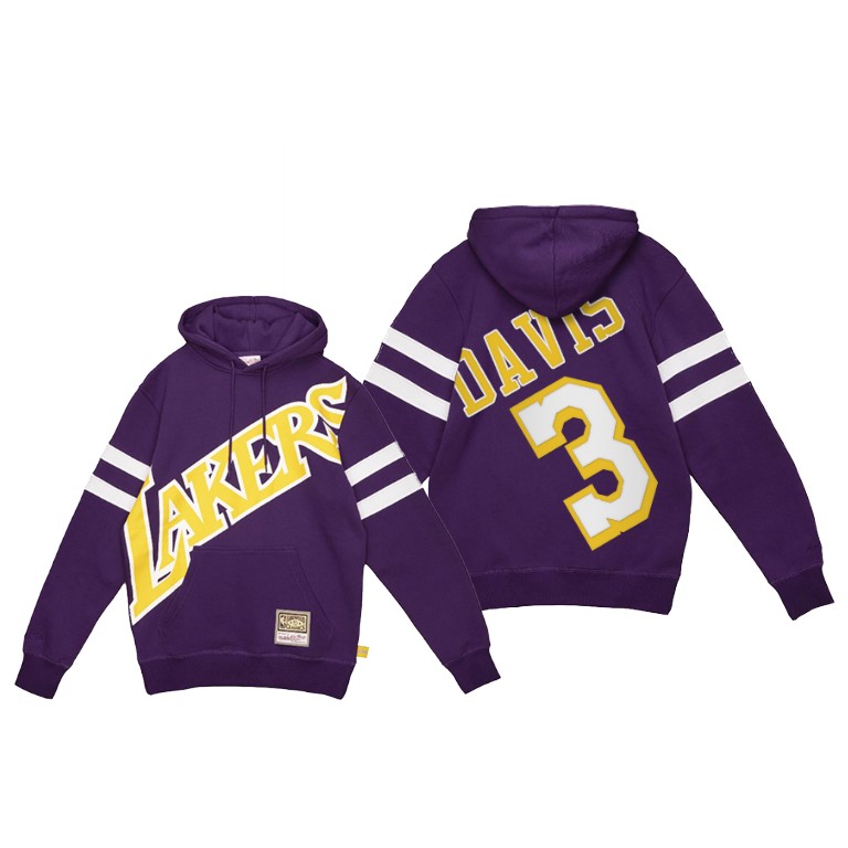 Men's Los Angeles Lakers Anthony Davis #3 NBA Pullover Big Face2.0 HWC Throwback Purple Basketball Hoodie GCH1483GC